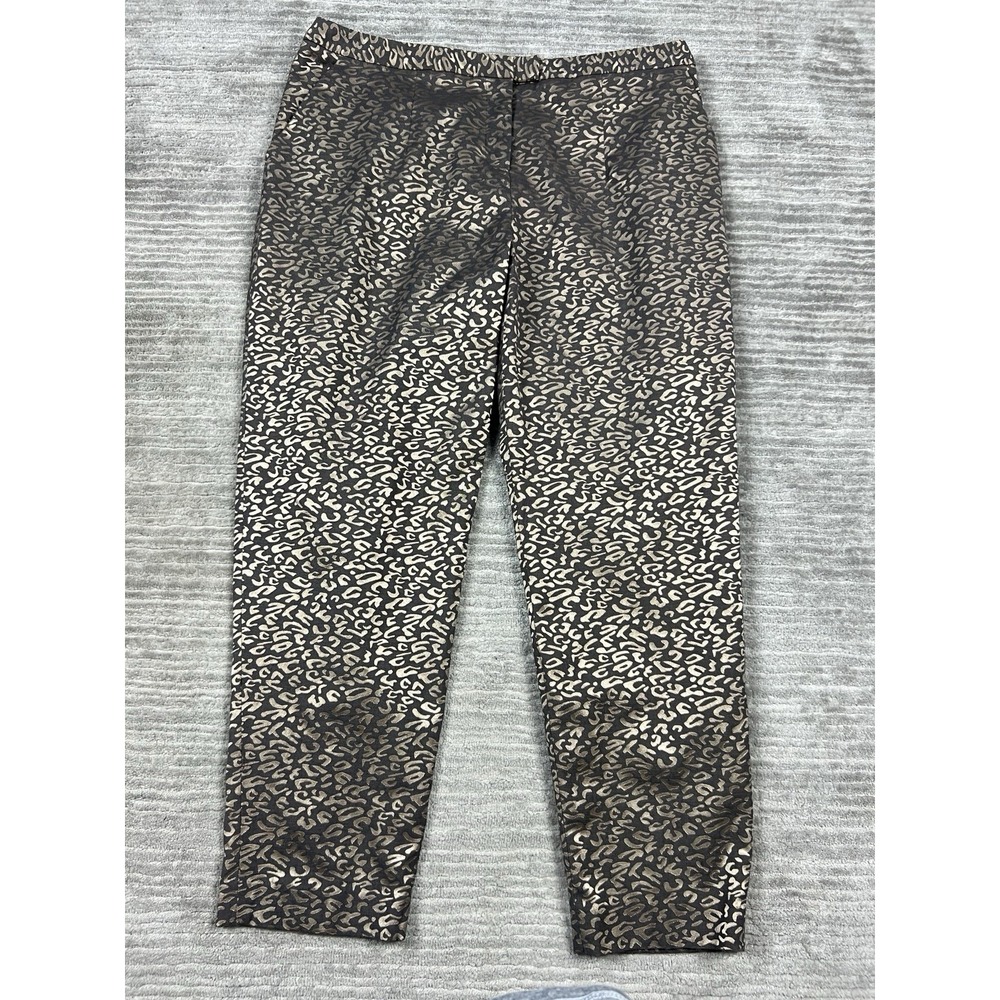 Cato Dress Pants Womens 16W Brown Animal Print‎ Contemporary Fit Cotton Blend